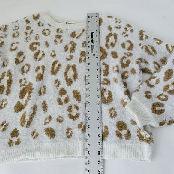 The Impeccable Pig Sweater Women S/M White Cheetah Print Eyelash Knit Preppy - Picture 6 of 7